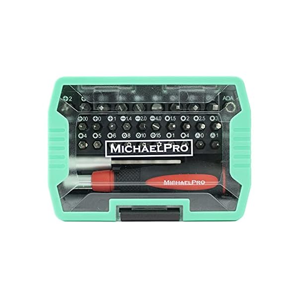 MichaelPro MP012008 37 Piece Security Bit Set, Professional Quality Magnetic Security Bit with Bit Handle and S2 Steel Bits for Home Electronics, Vehicles, Military, Aerospace
