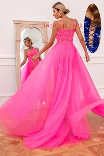 Mauuwy One Shoulder Short Prom Dresses with Detachable Train Sequin Homecoming Dresses Tight Cocktail Dress YMX982