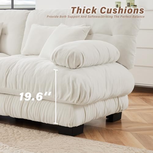 Image of SoarFlash Velvet Sectional Sofa Ottoman, White