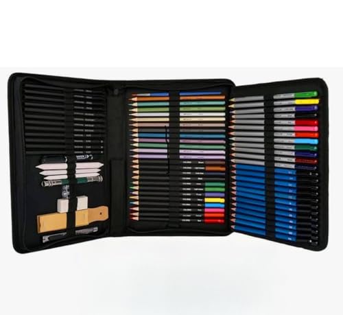 Image of Pieces Professional Drawing Pencils and Sketch Kit for Artist (72)