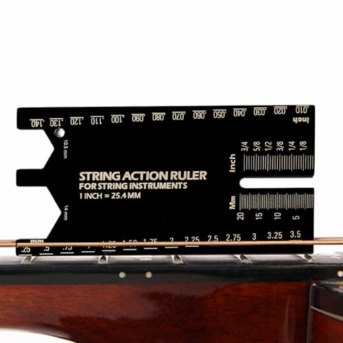 ギターストリングゲージ測定ツール、弦アクションゲージ,ギターセットアップ修理ツール - 音楽プレーヤーのためのセットアップメンテナンスの修理lethier使用のためのフレットボード弦の高さ定規ベースアクセサリー