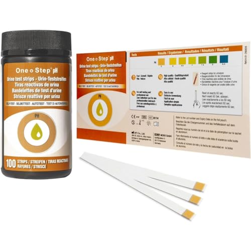 One Step: pH Urine Test Strips for Easy Monitoring, Accurate and Reliable, Range 5.0-8.5, 100 Testing Strips