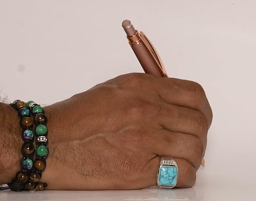 Opulent 925 Sterling Silver Tiger’s Eye or Turquoise Ring- Flat top Tiger's Eye- Goth, Signet and Turkish Men Ring for thumb, index, middle, ring, and pinky finger. December Birthstone2