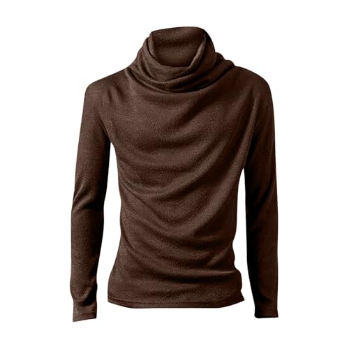 Men Sweaters Long Sleeve Knitted Pullover Turtleneck Lightweight Knit Jumper Vintage Cowl Neck Casual Sweaters