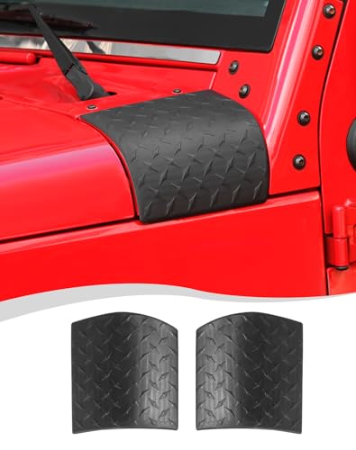 Image of Hoolcar Cowl Body Armor Outer Corner Guards Hood Guard Cover Compatible with Jeep Wrangler JK JKU 2007-2017, Black