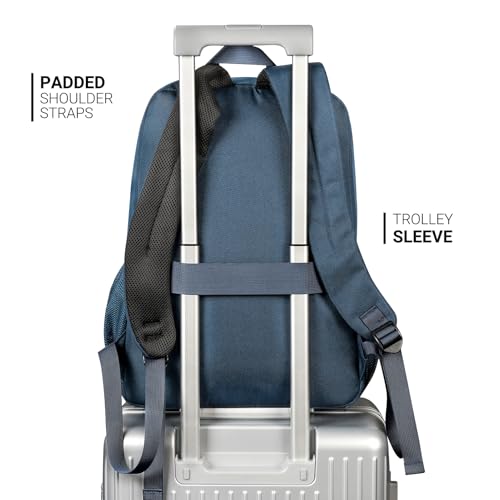 Image of ZORFIN 26L Backpack for College, and Travel: Water Resistant Bookbag - Navy Blue