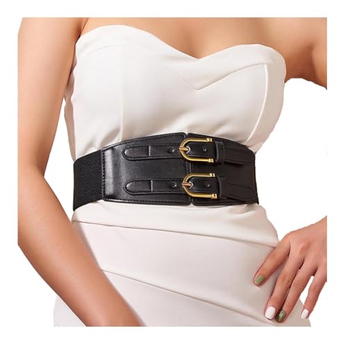 Yalice Vintage Wide Waist Belt Women Cinch Elastic Belts for Dresses Stretchy Waist Band with Double Buckle