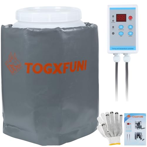 TOGXFUNI 5 Gal Barrel Heater, Honey Heater with Instructions, A Pair of Gloves 120V 260W Fixed Internal Thermostat Max Temp 160?, for Insulated Pail Band Heater with Gate Valve (Color : Gray)