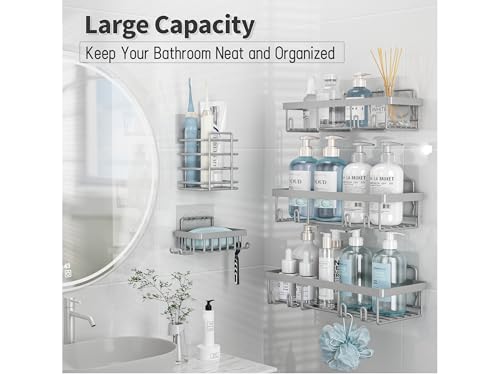 image for Liuoud 5 Pack Shower Caddy Organizer Rack Shelf for Inside Shower, Sel