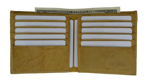Marshal® Wallet Men's Genuine Leather Hipster Bifold Wallet (Tan)