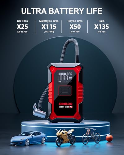 GOOLOO A3 3000A Jump Starter with Compressor