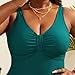 Plus Size Women One Piece Swimsuit Solid Tummy Control Bathing Suit Full Coverage Ruched Swimwear 2026 Fashion Green