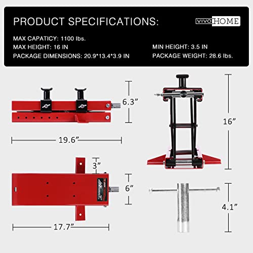 image for VIVOHOME Motorcycle Lift 1100 LBS, Motorcycle ATV Scissor Lift Jack wi