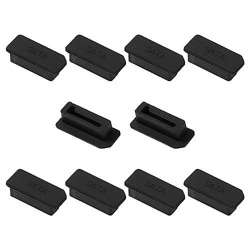 uxcell 10Pcs SATA Dust Plugs, Black Silicone Dust-Proof Stoppers for Laptop, Desktop Computer, Server SATA Ports