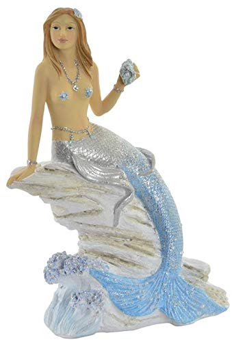Statuette sirène déco sur rocher de 21,5 cm pour sublimer votre salon