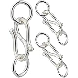 Healvian 3 Cierres de Plata S925 para Pulsera, Conector de Cierres de Joyería Diy, Doble Anillo, Accesorio para Hacer Pulseras, Color Plata, Pack de 3, Adecuado para Fabricación