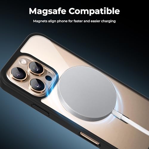 Image of A rtistque Clear Back Cover Case for iPhone 16 Pro | Mag-Safe| Acrylic | Shockproof TPU Protective Design | iPhone 16 Pro Back Cover Transparent - Black Bumper