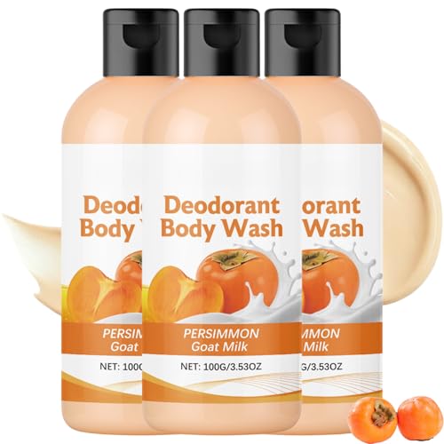 Persimmon Body Wash, Leche de Cabra Body Wash, Caqui Bodys Washs Odor Eliminator, Extracto de Caqui, Juego de Lavados de Caqui para Personas Mayores, Cuerpo de Limpieza Profunda Desodorizante