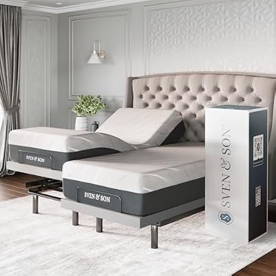 Sven & Son Platinum Adjustable Bed Base Frame + 14 inch Hybrid Spring Matt (Medium Soft), Lumbar Support, Head-Pillow-Tilt, Massage, Under-Bed Lights, USB - Split King