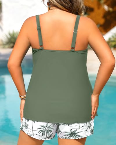 Image of Tempt Me Plus Size Tankini Swimsuits - Women Two Piece Tankini Top with Shorts Flowy Swimsuit 2025 Bathing Suits