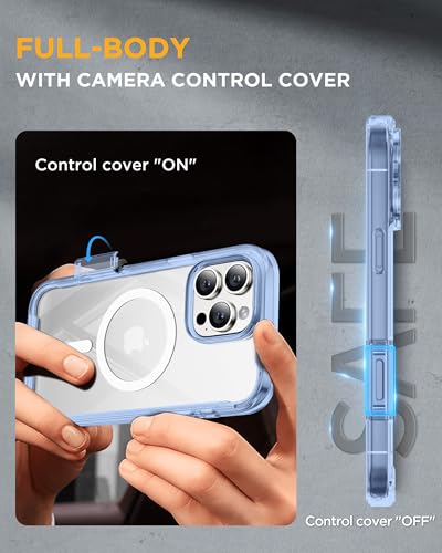 Image of Miracase Magnetic for iPhone 16 Pro Case Full-Body Phone with Built-in Glass Screen Protector, [Compatible with MagSafe] Military Drop Proof 16 Pro Cover Bumper 6.3 inch, Clear Blue