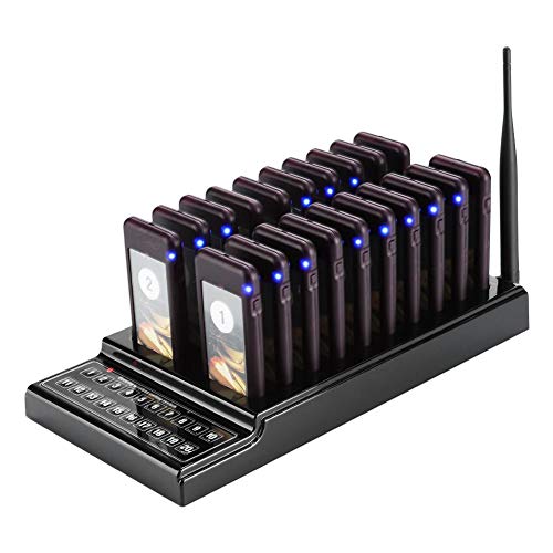 Restaurant Pagers and Beepers Wireless Calling System Pager Long Range Paging System with 20 Pagers and 1 Pcs 20-Channel Keypad Restaurant Pager System for Restaurants Church Shop Clinic Food Truck