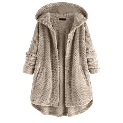 Veste polaire femme longue et chaude à capuche veste sherpa à boutons
