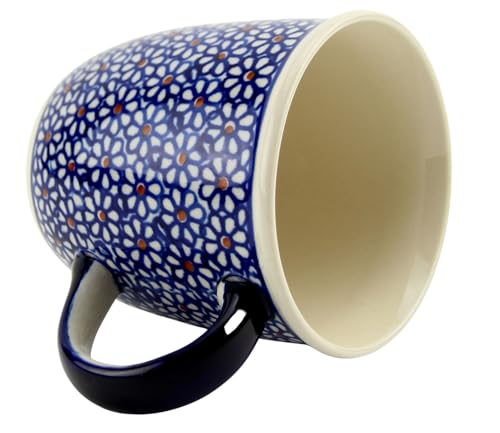 Polish Pottery Market 12 oz Mug with Handle – Hand-crafted Bolesławiec Polish Stoneware by Zakłady Ceramiczne – Made in Poland (Daisy Dreams)