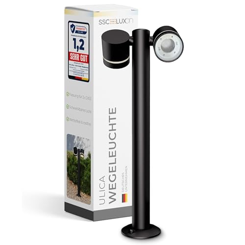 SSC-LUXon ULICA lampe extérieure sur pied double spot GX53 orientable IP54 – borne lumineuse jardin 230V pour allée terrasse et éclairage extérieur...