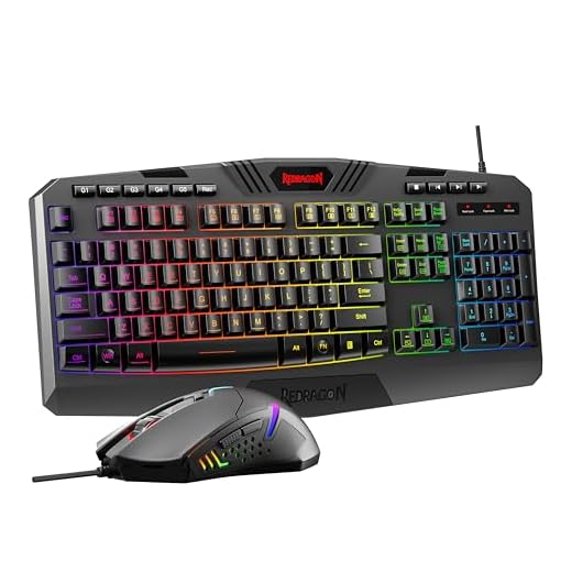 Redragon S101 Wired Gaming Keyboard and Mouse Combo RGB Backlit Gaming Keyboard with Multimedia Keys Wrist Rest and Red Backlit Gaming Mouse 3200 DPI for Windows PC Gamers (Black)