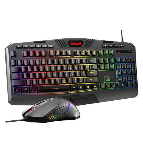 Redragon S101-3 PRO Gaming Keyboard and Mouse, RGB Backlit Programmable Keyboard Mouse with...