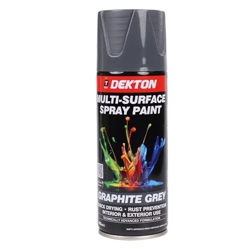 Dekton Quick-Dry Aerosol Spray Paint Interior And Exterior Usage Graphite Grey for Metal Wood and Plastic |Rust Prevention|Ideal for Fixtures Furnitures Components Projects