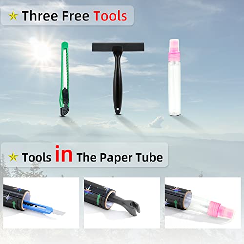 Fufin Total Blackout Window Film With Free Installation Tools, Explosion-Proof Pet Material, 100% Uv And Light Blocking, Rainbow Star Laser Room Darkening Window Film (Black Star 17.5" X 78.7") #TOP1