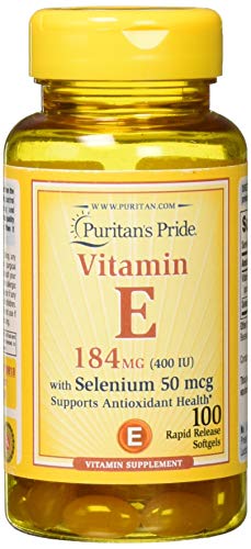 Vitamin E 400 IU with Selenium 50 mcg for Immune Health by Puritan's Pride for Support of Immune System 100 softgels