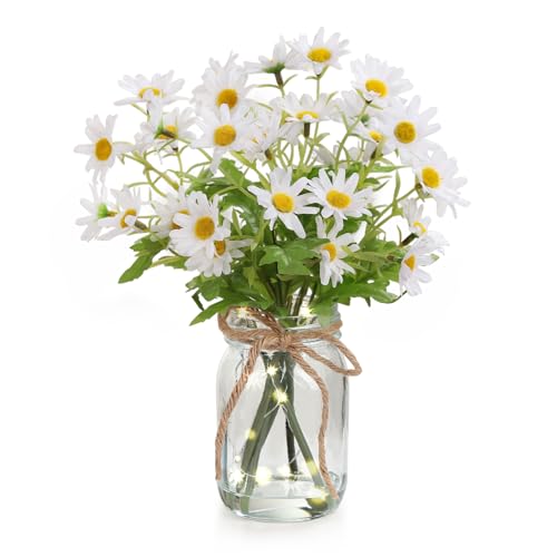 cxoxonew Artificial Daisy Flowers in Glass Vase...