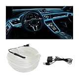 KHGUZ EL Wire Car Interior LED Strips Lights, 16FT 5V USB Auto Neon Light Strip, Electroluminescent Vehicle Interior Ambient Lighting Decor Accessories, Universal for RV, SUV, Truck (Blue)