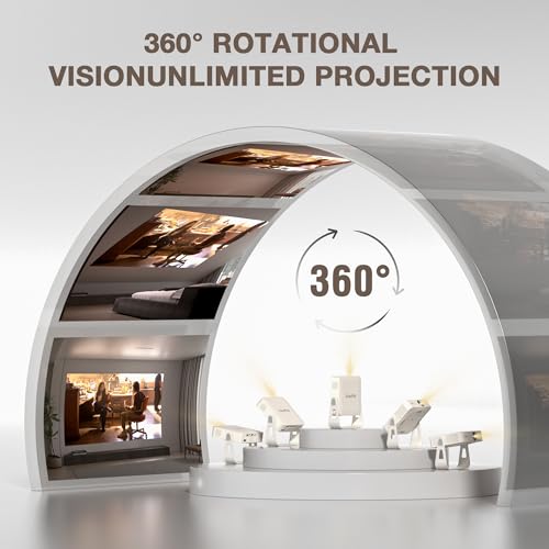 Image of [Officially-Licensed App & Auto Focus]Snow White Smart Mini Projector with WiFi and Bluetooth, XuanPad 4K Support Movie Projector, Portable Native 1080P Outdoor Projector with 360 Stand