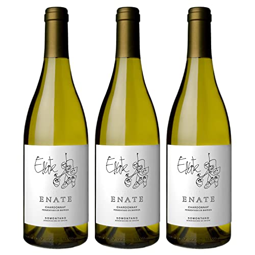Bodega Enate - Chardonnay Fermentado en Barrica - Pack de 3 Botellas de 75cl - Vino Blanco con D.O. Somontano - Aroma Complejo y Exuberante y Finos Matices - Crianza en Barrica