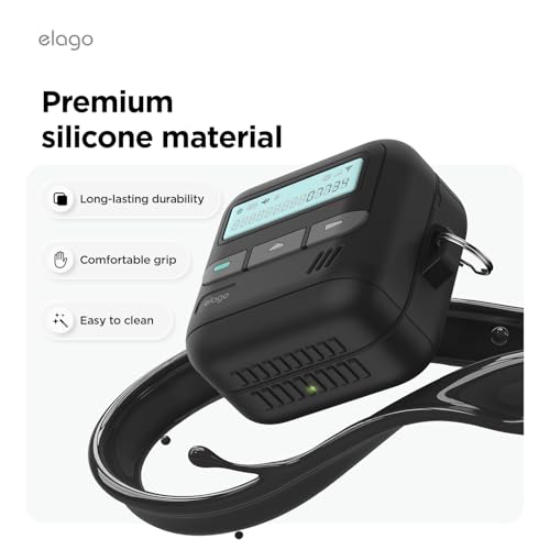 Image of elago Pager Compatible with Samsung Galaxy Buds 4 Pro Case & Galaxy Buds 4 Case, Landyard Included, Shock Resistant, Full Protection (Black)