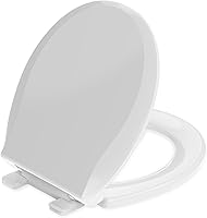 Huttdmel Round Toilet Seat 16.5" Soft Close, Durable PP White Plastic Lid - Easy Install, Never Loosens, 660lb Capacity, 2-Year Warranty