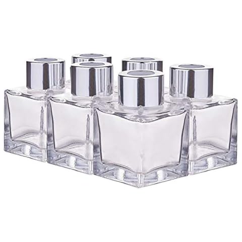 BENECREAT 6 Pack 50ml Botellas de Difusor de Vidrio con Tapa Plateada Cover