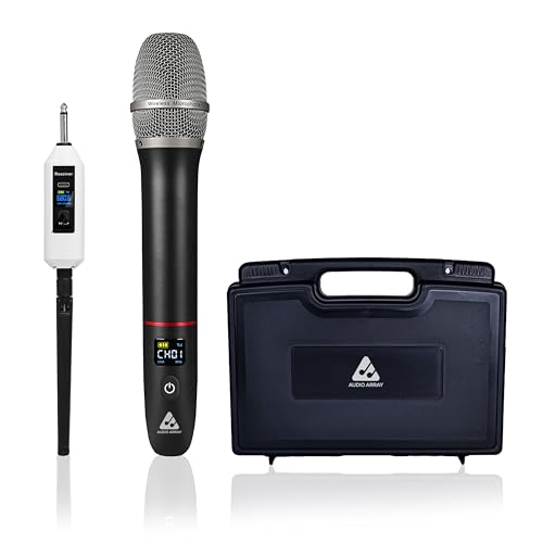 Image of Audio Array Solo UHF Wireless Microphone System with Brief Case | 24Bit /48kHz Audio | Dual Channel Dynamic Mics | 50m Range | Cardioid Pickup | DSP Frequency Lock | Rechargeable Battery | AM-W33 Pro