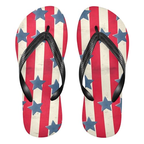 Red Stripes Blue Stars Flip Flop Beach Summer Casual Sandal for Women & Men Shower Shoes 20862012