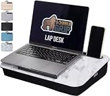 GORILLA GRIP Laptop Lap Desk with Phone Holder, Pillow Cushion Desks Fit Laptops up to 15.6', Gifts for Home, Portable Travel Workstation, Tray Ledge Keep Computers in Place, Marble Pattern