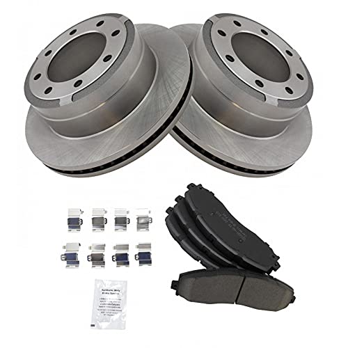 Image of TRQ Rear Brake Pad & Rotor Kit Ceramic Compatible with 2013-2019 Ford F-250 Super Duty F-350 Super Duty