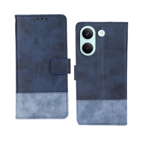 Image of amazon basics Poco X8 Pro 5G Flip Cover | Card Pockets Wallet & Stand | Flip Cover for Poco X8 Pro 5G (Double Blue)