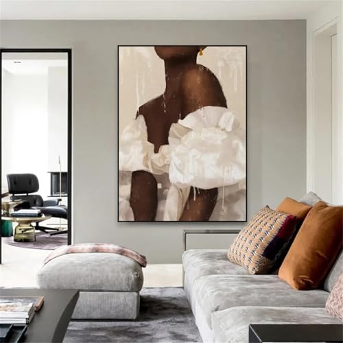 Image murale femme noire africaine pour décorer un grand salon moderne
