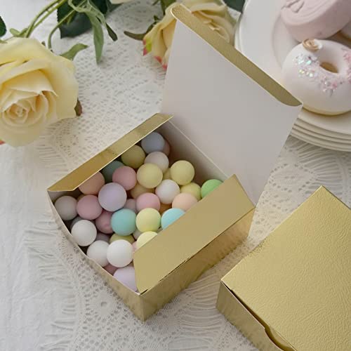 Efavormart 100Pcs Of 4X4X2 Gold Cake Box For Candy Treat Gift Wrap Box Party Favor Boxes For Bridal Shower Wedding Party #TOP4