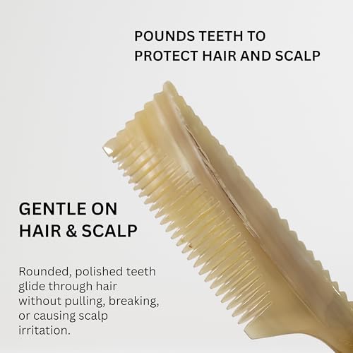 Peine natural de cuerno de buey anti-estático doble cara miniatura 6