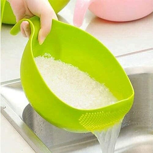 Image of KBS Strainer Washer Colander Rice Bowl (Pack of 2) Multi-Purpose Fruits & Vegetable Basket Kitchen Tools (Plastic- Green)